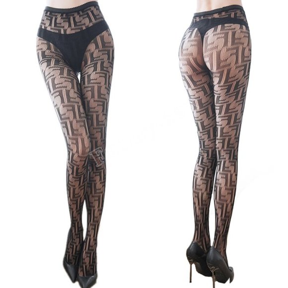 Diamond Fishnet Prints Nylon Women’s Pantyhose Stretchy Black FF-Tights - Picture 5 of 16